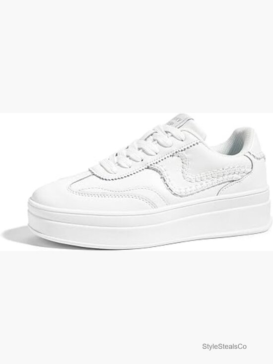 Shoes - Platform Fashion Sneakers Thick Sole Suede Faux Leather Rubber Gum Sole Low Top